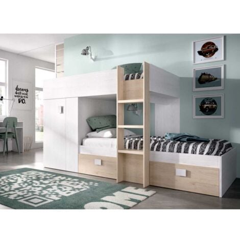 LETTO A CASTELLO CON ARMADIO COLIN - Artic / Naturale
