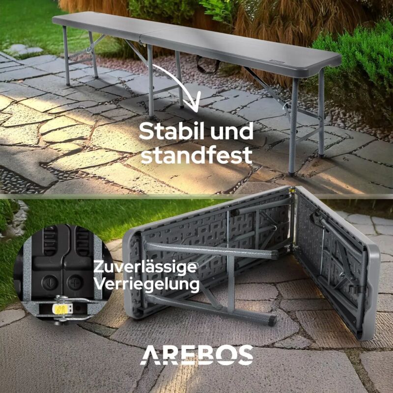 VOSS.garden Klappbank 180x29x43cm - Robuste Sitzbank Wei Fr Garten &  Camping