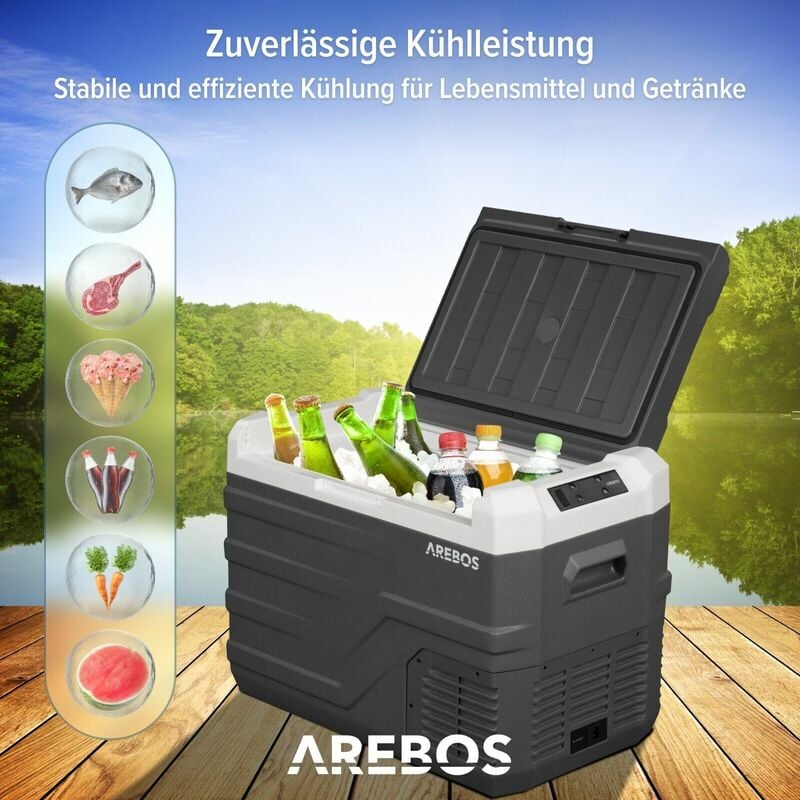 AREBOS Kompressor Kühlbox 43 Liter Elektrische Gefrierbox mit APP