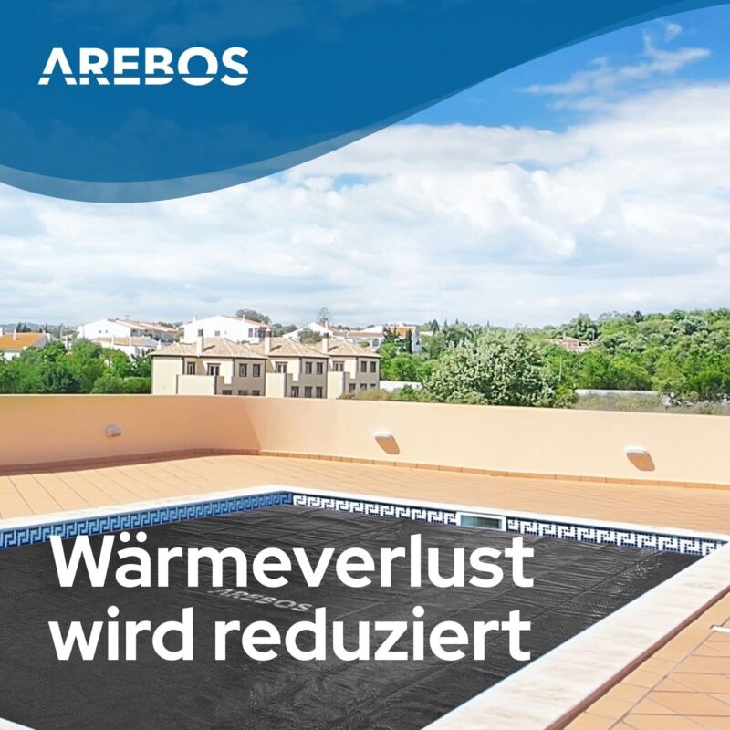 Arebos Swimming Pool Solar Cover 3.65 m Blue | Round awning thickness 120 µm | Can be cut to size | Retains heat and heats water | Thermal tarpaulin