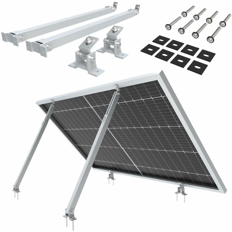 NuaSol -NuaFix Verstellbare Halterung Solar- & PV-Montagesysteme  Photovoltaik Solarmodule Solarpanel Balkonkraftwerk Neigungswinkel 15° -  30° Silber