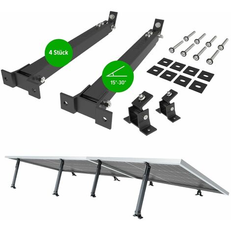 NuaSol Balkonkraftwerkhalterung 2er Set  Verstellbare Solarpanel Halterung für PV-Anlagen 4 Stück  Neigungswinkel 15-30°  Länge einstellbar 390-693 mm  inkl. Montagematerial  Schwarz