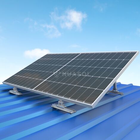 NuaSol Balkonkraftwerkhalterung 2er Set  Verstellbare Solarpanel Halterung f�r PV-Anlagen 4 St�ck  Neigungswinkel 30-60�  L�nge einstellbar 700-1291 mm  inkl. Montagematerial  Silber
