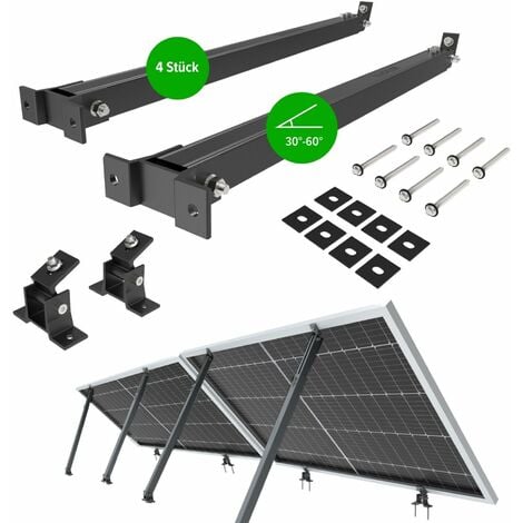 NuaSol Balkonkraftwerkhalterung 2er Set Verstellbare Solarpanel Halterung  für PV-Anlagen 4 Stück Neigungswinkel 30-60°
