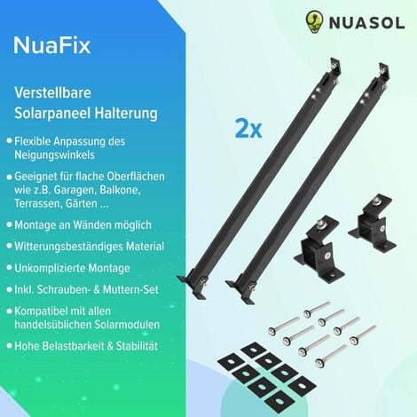 NuaSol Balkonkraftwerkhalterung 2er Set Verstellbare Solarpanel Halterung  für PV-Anlagen 4 Stück Neigungswinkel 30-60°
