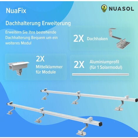 NuaSol Photovoltaik Solarpanel Halterung Montage Set f�r Ziegeldach ERWEITERUNG