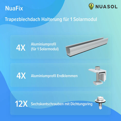 NuaSol Photovoltaik Solarpanel Halterung Trapezblechdach Befestigung