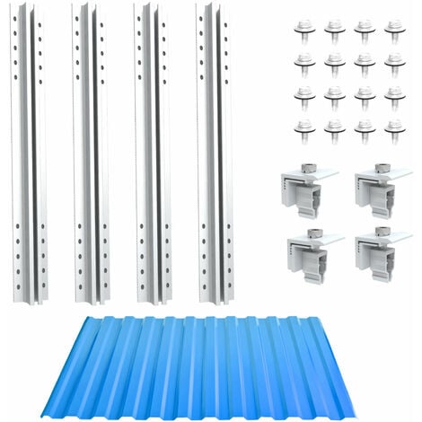 NuaSol PhotovoltaikTrapezblechdach Montageset  Befestigung, Halterung f�r 1 Modul  T-Profil 40cm  Solarpanel Halterung mit Endklemme & Schrauben f�r 30 &35 mm Solarmodule geeignet