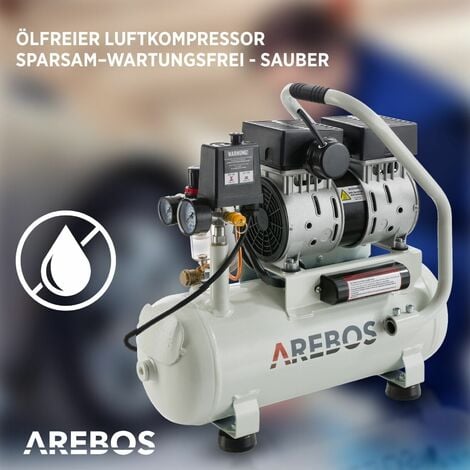 AREBOS Flüsterkompressor 500W Kompressor Druckluft Kompressor 12l