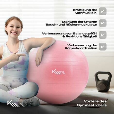 KM-Fit Gymnastikball 65cm Trainingsball mit Luft-Pumpe Sitzball Büro  Anti-Burst Ball für Fitness, Yoga