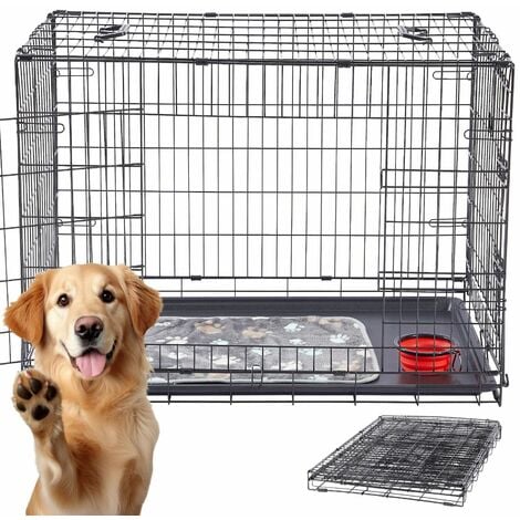 AREBOS Hundekäfig 92,5 x 60 x 66 cm Hundetransportbox Auto klappbar  Hundebox faltbar Transportbox Hund