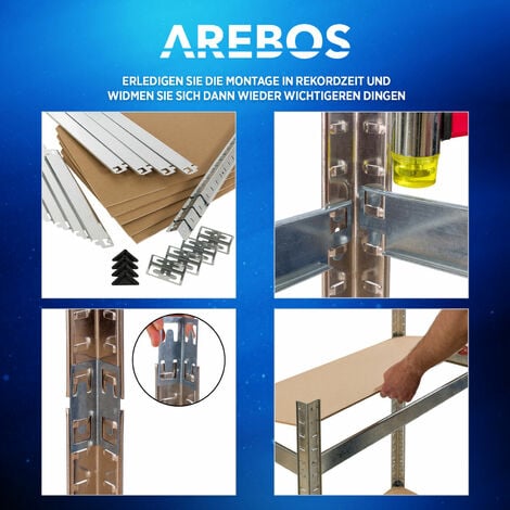 AREBOS 2x Schwerlastregal 160x80x40cm 320 kg  Kellerregal Lagerregal Steckregal verzinkt