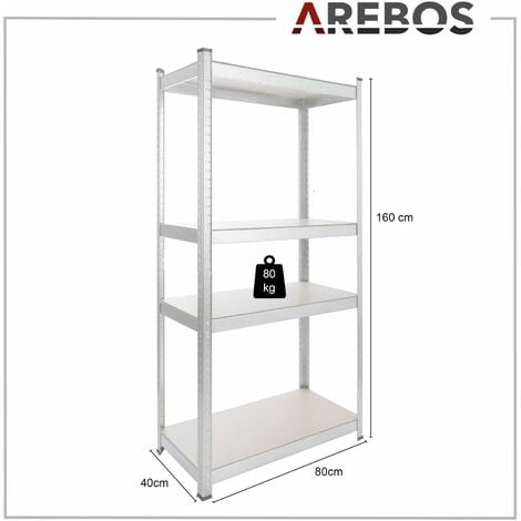 AREBOS 2x Schwerlastregal 160x80x40cm 320 kg  Kellerregal Lagerregal Steckregal verzinkt