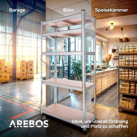 AREBOS 2x Schwerlastregal 180x90x40 875 kg Kellerregal Steckregal verzinkt