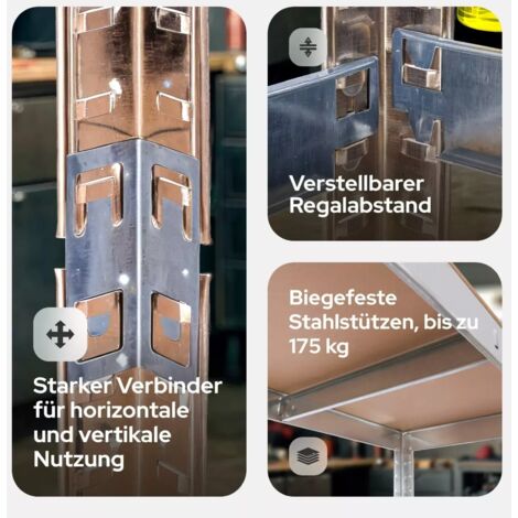 AREBOS 2x Schwerlastregal 180x90x40 875 kg Kellerregal Steckregal verzinkt