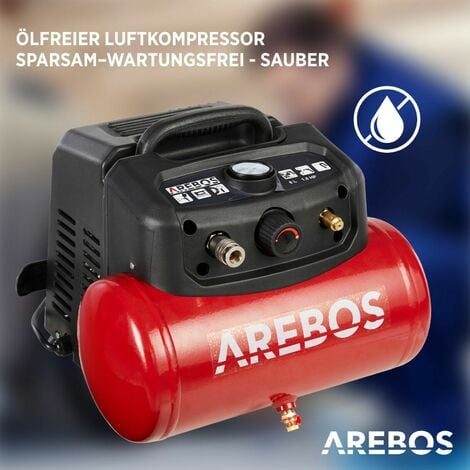 langer 6L inkl. Arebos AREBOS Druckluft-Werkzeug-Set Extra Druckluftkompressor Abschaltautomatik 1200W Luftschlauch Kompressor 13-tlg.