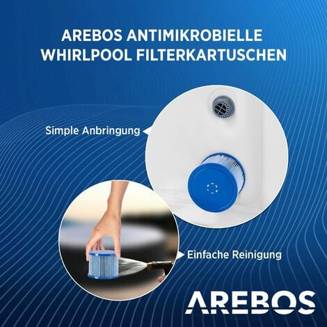 6x AREBOS Antimikrobieller Filter für Spa Pool Whirlpools 