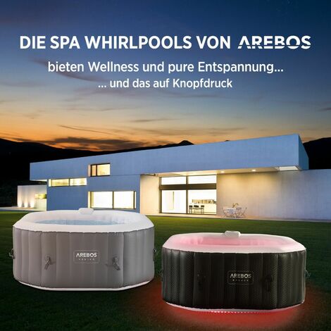 Arebos In-Outdoor Whirlpool 2400w SPA POOL Wellness Massaggio oktogonal 154x154 cm 
