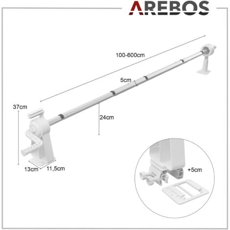 AREBOS Aufrollsystem für Solar- und Poolplanen  Pool Aufroller  Länge von 1,05-6,15 m  witterungsbeständiges Material  für die Feste Montage  auch für Aufstellpools geeignet