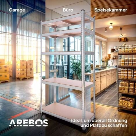 AREBOS Schwerlastregal  180 x 90 x 40 cm 875 kg Kellerregal Steckregal verzinkt