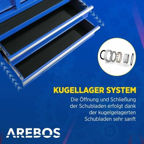 AREBOS Werkstattwagen Werkzeugwagen Rollwagen Werkzeugkiste Toolbox 7 Fächer