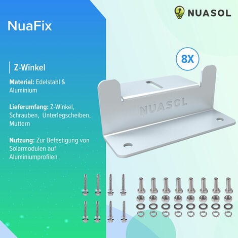 NuaSol - NuaFix 8x Z-Winkel für Photovoltaik Solarmodule Montage - Aluminium