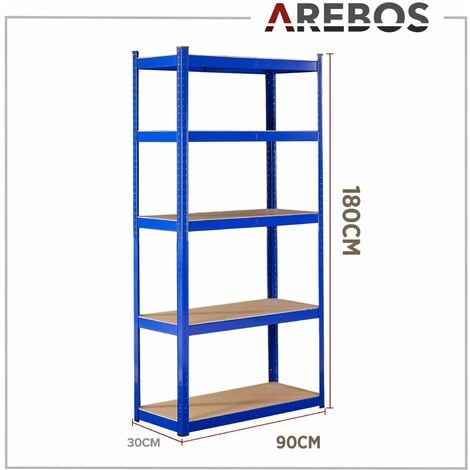 AREBOS 2x Schwerlastregal 180x90x30cm 875 kg Kellerregal Steckregal Blau