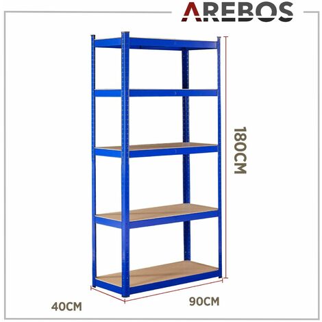 AREBOS 2x Schwerlastregal 180x90x40cm 875 kg Kellerregal Steckregal  Blau