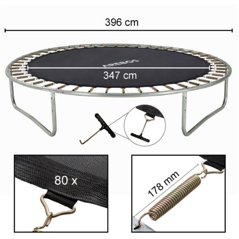 AREBOS Sprungmatte Ø 347 cm für Trampoline mit Ø 396 cm 178 mm Federn 80 Ösen