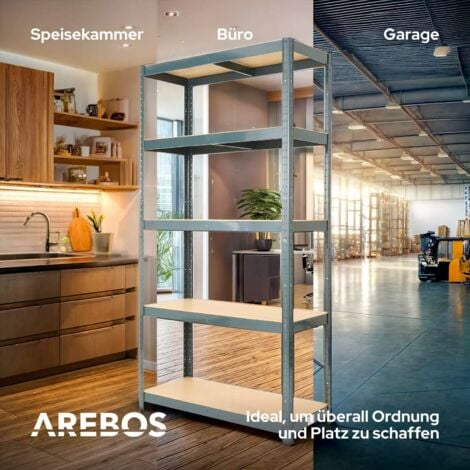 AREBOS 2x Schwerlastregal 180x90x40cm 875 kg  Kellerregal  Steckregal Schwarz
