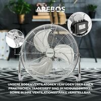 AREBOS Bodenventilator Windmaschine Luftkühler Lüfter 18 Zoll Silber 120W 50Hz - Silber