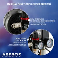 AREBOS Druckluft Flüsterkompressor Luftkompressor 500W 12L Druckbehälter - Silber