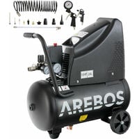 AREBOS 8bar Druckluft Kompressor ölfrei 24L 1100W inkl. 13-Teile Druckluft-Set - schwarz