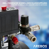 AREBOS 8bar Druckluft Kompressor ölfrei 24L 1100W inkl. 13-Teile Druckluft-Set - schwarz