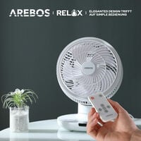 AREBOS 3D Tischventilator Ø 23cm Luftzirkulator Luftkühler leise 55W Ventilator