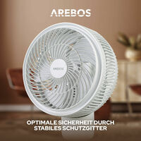 AREBOS 3D Bodenventilator Luftzirkulator Standventilator Lüfter Windmaschine 55W - Weiß