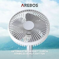 AREBOS Premium USB Tischventilator Standventilator Windmaschine Ventilator leise - weiß