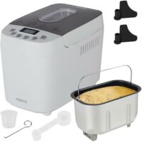 AREBOS Brotbackautomat 1500g mit 15 Programmen 2 Knethaken Timer LCD Display 3 Bräunungsgrade und Brotgrößen 850 W Weiß