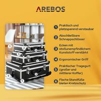 Arebos 3er Set Tragbarer Transportkoffer Alukoffer Werkzeugkoffer Transportbox 