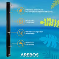 AREBOS Solardusche | 35 Liter | 216 cm | inkl. Thermometer | runder Duschkopf - Schwarz
