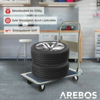 AREBOS Plattformwagen Transportwagen Handwagen Transportkarre Wagen 150 kg - schwarz / creme