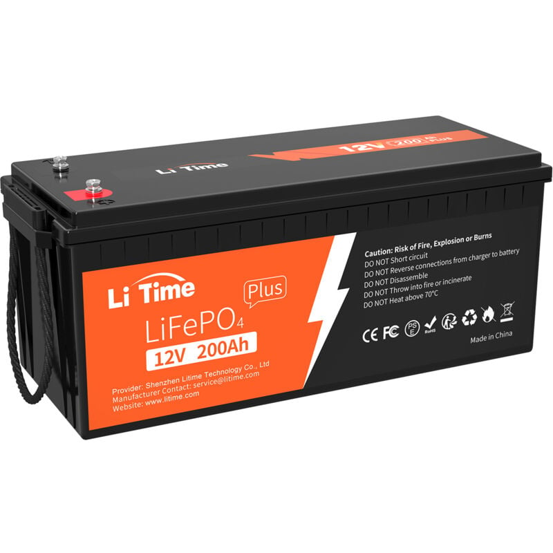 LiTime 12,8V 100Ah H190 LiFePO4 Batterie, Hauteur 188mm, 1280Wh batterie au  lithium, 100A BMS, jusqu