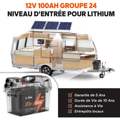 KEPWORTH Batterie Lithium LiFePO4 12V 100Ah - 100A BMS - 4000-15000 Cycles - Pour Camping-Car, Solaire, Bateau