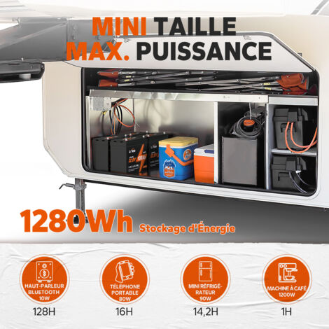 LiTime Batterie Lithium LiFePO4 12V 100Ah Mini, Compact et léger, BMS 100A, Max 15 000 Cycles,  Batterie à décharge lente pour Camping-car, Bateau, Système solaire, Moteur de pêche à la traîne