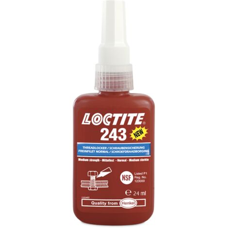 Frein filet moyen LOCTITE 243 24ml – Pour métaux, tolère huiles industrielles – Résiste aux vibrations – Application précise