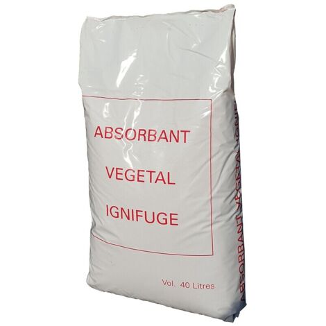 Absorbant végétal ignifugé 40 litres – Biodégradable 99 % – Absorption eau 420 % – Absorption gasoil 350 % – Conforme norme NFP 98-190 - VEGESORB70