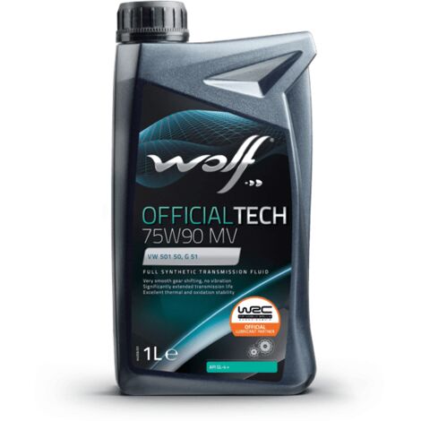 WOLF - Huile de transmission OFFICIALTECH 75W90 MV - Bidon d'1 litre - 1049036 - Ce produit de marque WOLF est neuf.
