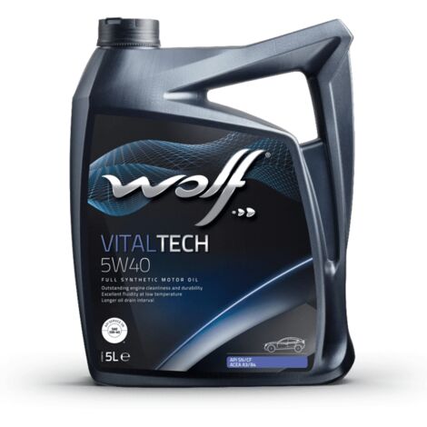 Wolf – Huile moteur VITALTECH 5W40 8311291 – Bidon 5 litres – Lubrifiant synthétique haute performance – Prolonge intervalles de vidange