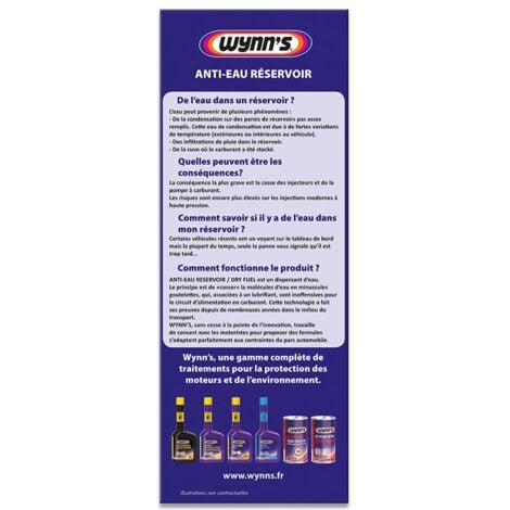 WYNN'S - Anti eau réservoir Diesel et Essence - Dry fuel - 325 ml - W71865 - Ce produit de marque WYNNS est neuf.