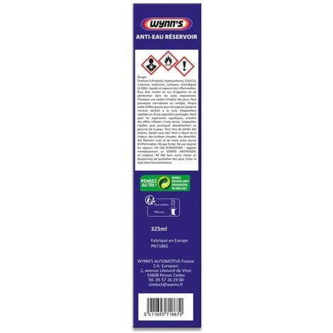 WYNN'S - Anti eau réservoir Diesel et Essence - Dry fuel - 325 ml - W71865 - Ce produit de marque WYNNS est neuf.